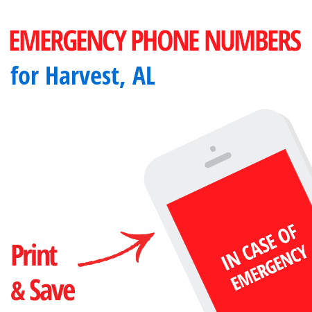 Important emergency numbers in Harvest, AL