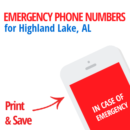 Important emergency numbers in Highland Lake, AL