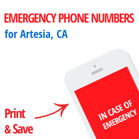 Important emergency numbers in Artesia, CA