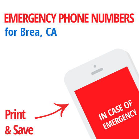 Important emergency numbers in Brea, CA