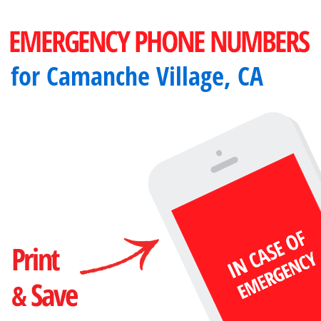 Important emergency numbers in Camanche Village, CA