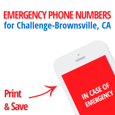 Important emergency numbers in Challenge-Brownsville, CA