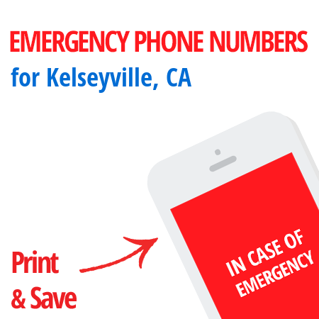 Important emergency numbers in Kelseyville, CA