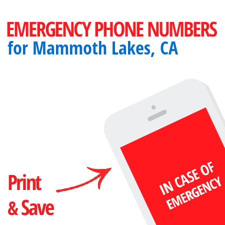 Important emergency numbers in Mammoth Lakes, CA