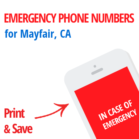 Important emergency numbers in Mayfair, CA