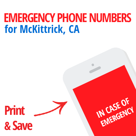 Important emergency numbers in McKittrick, CA