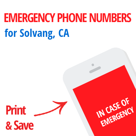 Important emergency numbers in Solvang, CA