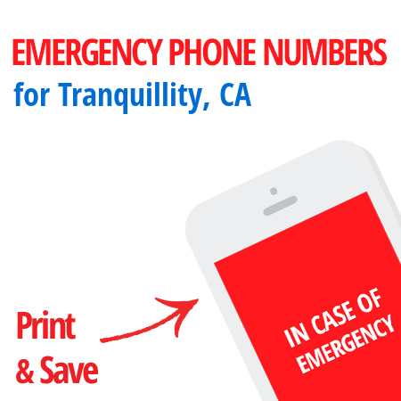 Important emergency numbers in Tranquillity, CA