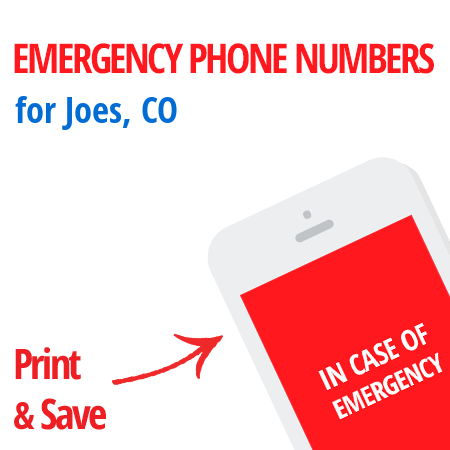 Important emergency numbers in Joes, CO