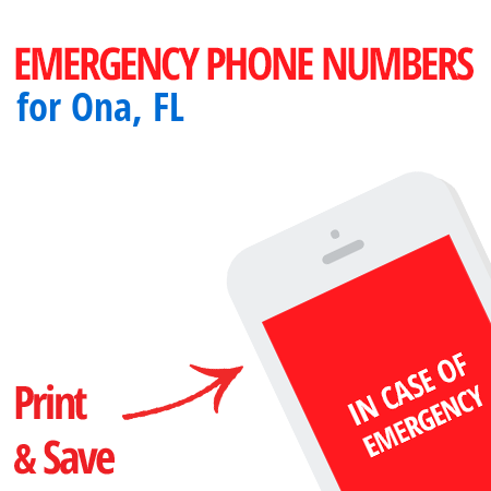 Important emergency numbers in Ona, FL