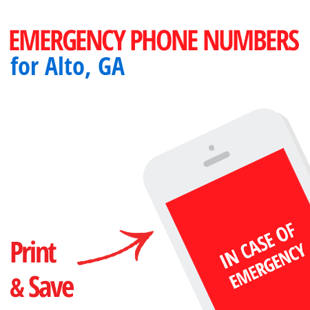 Important emergency numbers in Alto, GA