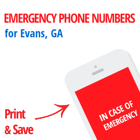 Important emergency numbers in Evans, GA