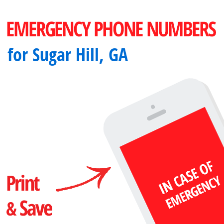 Important emergency numbers in Sugar Hill, GA