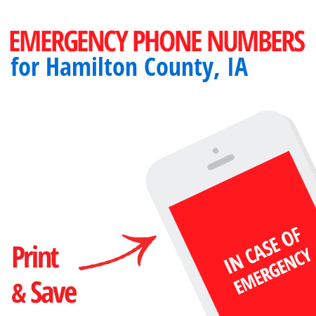 Important emergency numbers in Hamilton County, IA