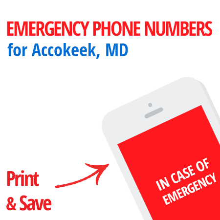 Important emergency numbers in Accokeek, MD