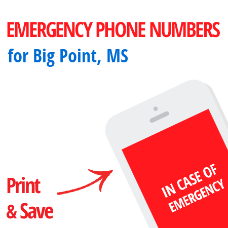 Important emergency numbers in Big Point, MS
