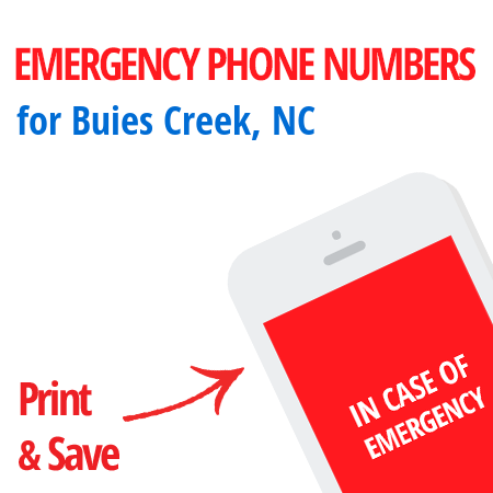 Important emergency numbers in Buies Creek, NC