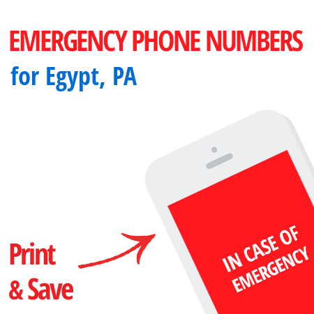 Important emergency numbers in Egypt, PA
