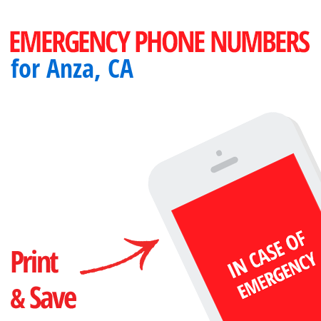 Important emergency numbers in Anza, CA