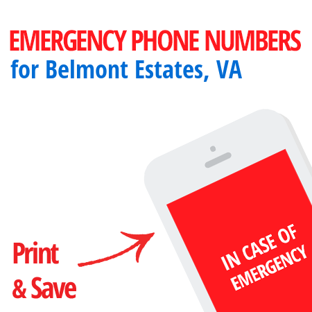 Important emergency numbers in Belmont Estates, VA